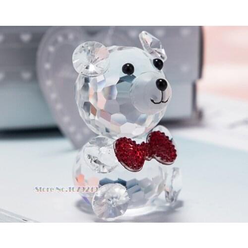 Crystal Teddy Bear Figurines, Wedding Valentines Day favors and X'mas gifts Souvenir Table Decoration Ornaments