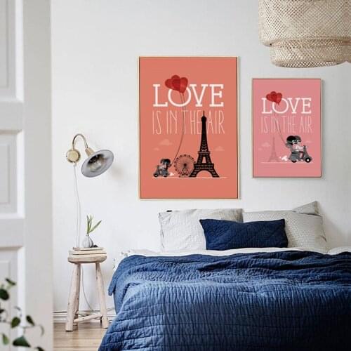 Love is in the Air Modern Jane Jouple Home Warm Cartoon Poster Picture A4 Art Print Canvas Painting Home Decoration