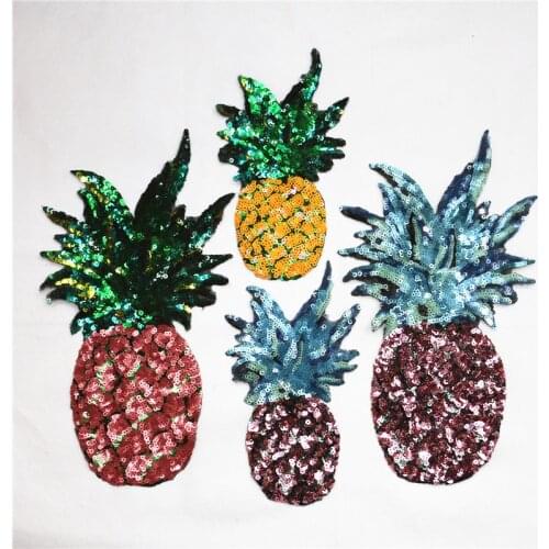 Best price sequins embroidered cloth paste yellow red pineapple fruit patch sew on coat T shirt cowboy clothes accessories A1193