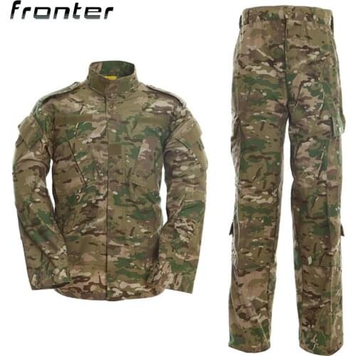 Men Army Military Uniform CP Twill Tactical Suit ACU Special Forces Combat Coat Pant Set Camouflage Soldier Clothes