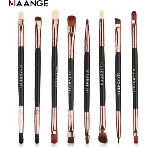MAANGE 5/8 Pcs Pro Makeup Brushes Set Cosmetic Double-end Eyeshadow Brow Black Wood Handle Soft Nylon Hair For Women Makeup Tool