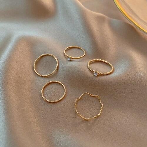 Simple Cute Golden Ring Sets For Women Fashion Cool Gem Jewelry Accessories 2021 New Good Gift