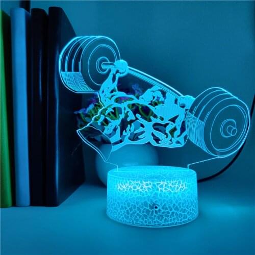 Bench Press 3D Neon Desk Lamp Acrylic Bodybuilding Night Running Light Gym Culb Atmosphere Decor Teenager Room Nightlight Gift
