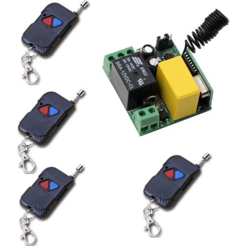 New AC220V 10A Relay 1CH RF Remote Control Switch System 4X Transmitter + 1 X Mini Receiver with Black Case In Stock 315Mhz