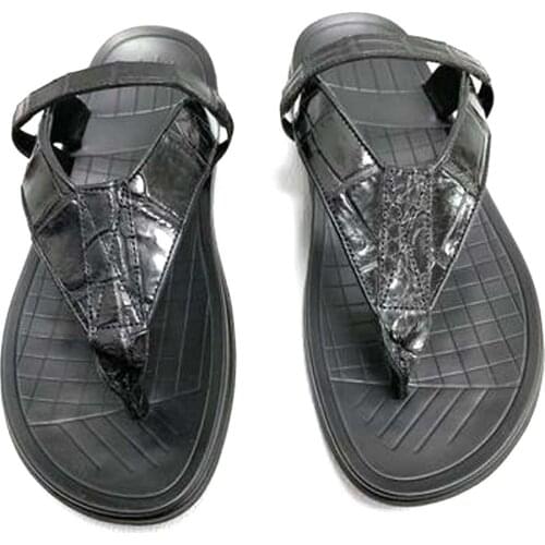 S hongsen new arrival male crocodile Male slippers true crocodile Mens shoes true crocodile portable