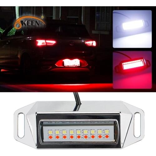 OKEEN 1pc Waterproof 12V 24V Car License Plate Lamp White Red License Plate Tag Light Assembly for Truck SUV Trailer Van RV Boat
