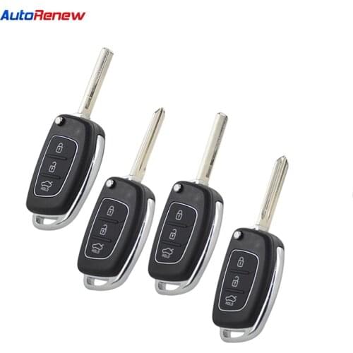 OkeyTech 3 Buttons Auto Folding Flip Remote Key Shell Case For Hyundai Solaris Ix35 Ix45 Series Car Key Case Uncut Blank Blade