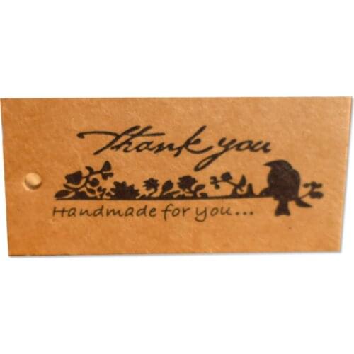 Retro Bird Thank You Handmade Pendant Gift Box Baking Gift Decorative Label Card
