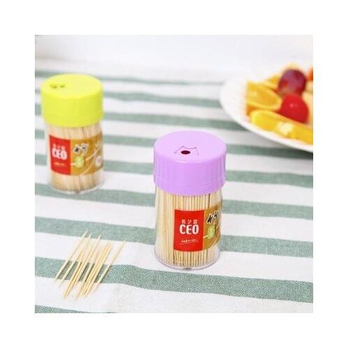 Environmental quality bottled bamboo toothpick barrel transparent toothpick holder with 380pcs toothpicks 8cm*4.5cm