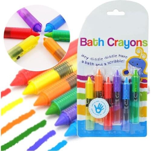 Bath Time Toy Crayons - Multi-Coloured, Pack of 6 Bathing Toy Kids Pen Set