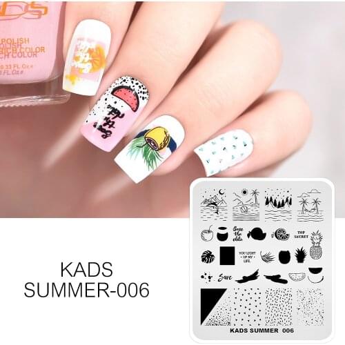 KADS Nail Template Summer Series Image Nail Stamping Plates Stencils for Nails Manicure Nail Plates Original Design for Print