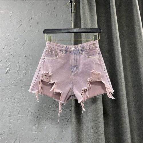 Shorts Women 2021 New Summer Wear High Waist Ripped Tassel Edge Loose Wide Leg Denim Hot Pants Pantalones Cortos De Mujer