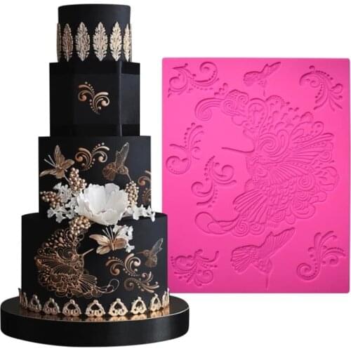 Hummingbird Design Silicone Cake Mold for Decorating Fondant Cake Lace Mats, Chocolate, Gumpastes Mold, Kitchen Gadgets