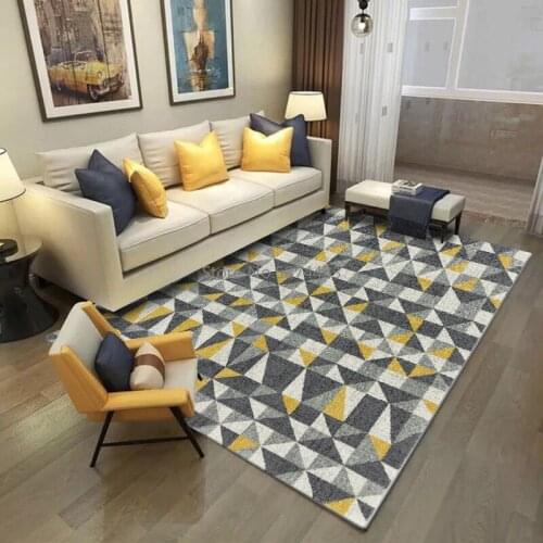 Modern Triangle Geometric Stitching Dark Gray Yellow Bedroom Living Room Door Mat Non-slip Bedside Carpet Floor Mat