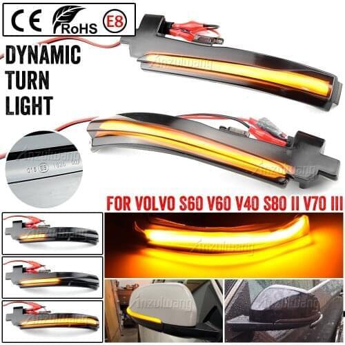 2X LED Sequential Dynamic side mirror blinker Light Turn Signal Lamp For Volvo S60 CC S60 II S80 II V40 CC 40 II V60 V60 CC V70