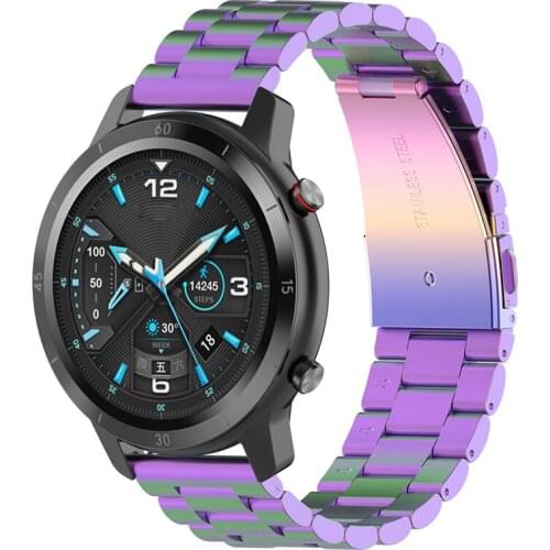 Three-bead Stainless Steel Watchband 22mm for Samsung Galaxy Watch 3 for POLAR Grit X for Ticwatch PRO for Huawei GT 2e Watch