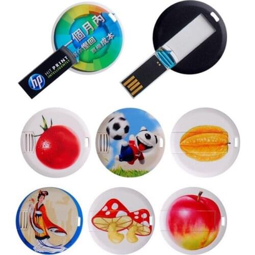 Mini Round Credit Card Usb Flash Drive Pen Drive Usb Memory Stick Disk Custom Logo Usb3.0 64gb 32gb Gb 2Gb 4Gb 8Gb 16Gb Custom