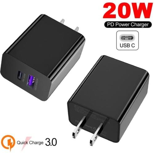PD 20W USB Type-C Charger For iPhone 12 QC3.0 SCP Quick Charge Adapter USB USB-C Fast Charging Travel Wall Charger EU UK Plug