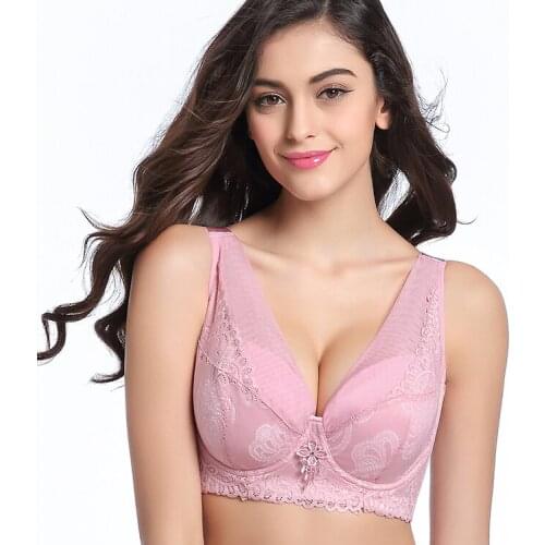 Large Cup Sexy Lace Bras For Women Plus Size Push Up Lingerie Big Size Bralette Ultra Thin Brassiere Underwear 115D E F Cup Bras