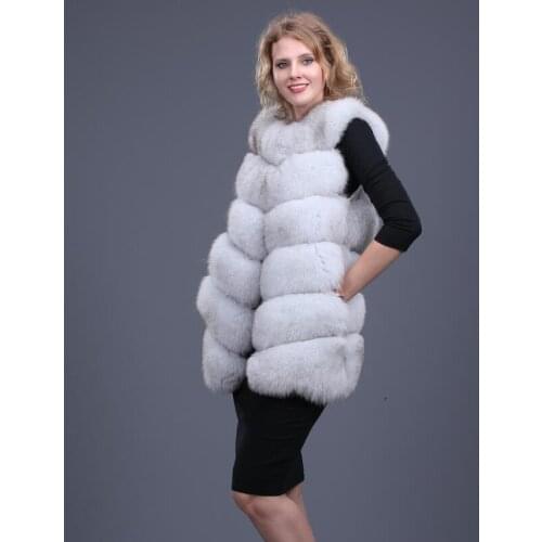 2020 New Real Fox fur Women Vest Long Leather Fashion Luxury Thick Warm Coat Jacket Solid Color Fur Vests Women Coats