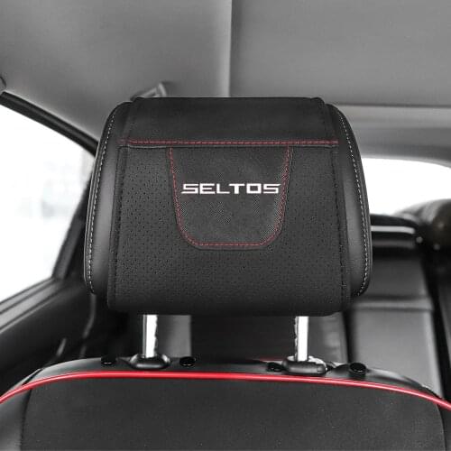 1pc For Kia Seltos Car Headrest Protector Case Pu Leather Car Styling
