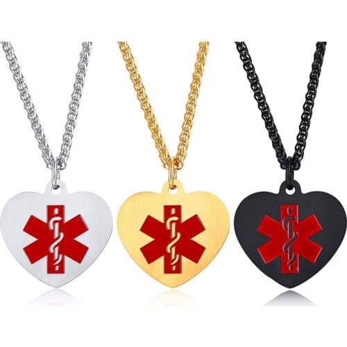 2021 Trendy And Simple Stainless Steel Medical Logo Pendant With Lettering Heart-shaped Tag Necklace Suitable For Women And Men