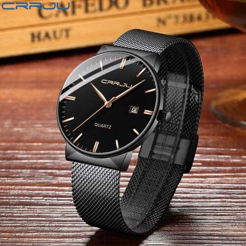 2021 New CRRJU Mens Watches Fashion Business Waterproof Quartz Wrist Watch Men Top Brand Luxury Stainless Steel Sport Clock Male