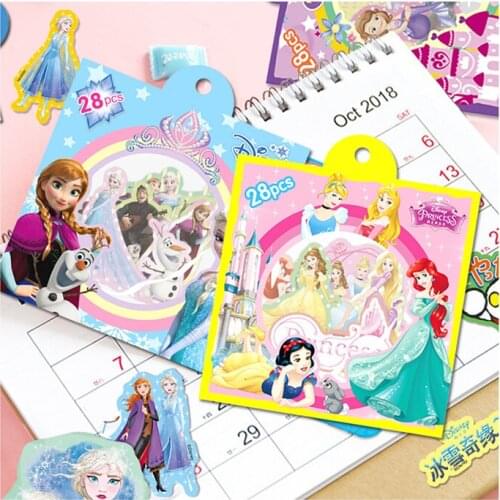 28 Sheets Disney Cartoon Stickers Disney Princess Frozen Toy Story Stitch Cars Tsum Tsum Mickey Children Removable Stickers Toys