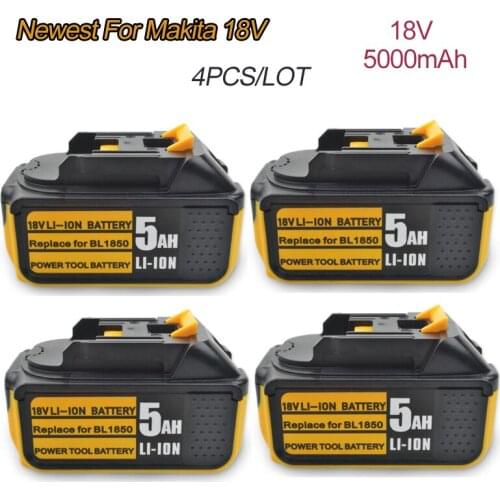 4PCS Latest Upgraded BL1850 Rechargeable Battery 18V 5000mAh Li-ion for For Makita Battery BL1860 BL1850 BL1830 BL1840 194205-3