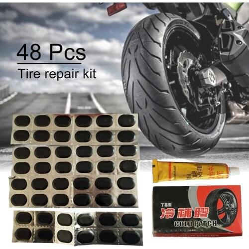 48 Pcs+1 Glue High Quality Oval Bicycle Bike Tire Tyre Rubber Patch Piece Cycling Puncture Repair Tools Kits Outdoor Accessories