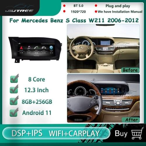 256G 12.3 Inch Android 11 Car Radio For Mercedes Benz S Class W211 2006-2012 Navigation Multimedia Player Auto Stereo Reciver