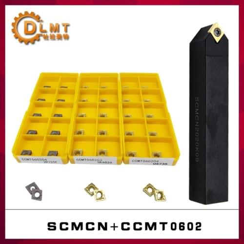 SCMCN Turning Tool Holder SCMCN1010F06 +10PCS CCMT Carbide Insert CCMT060204 CCMT060208 VP15TF UE6020 US735 CNC Cutter Tools