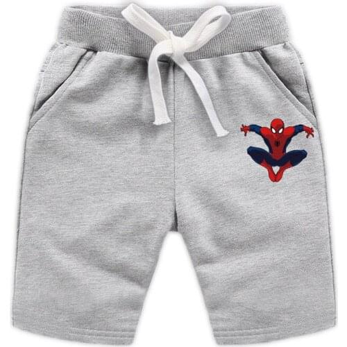 Marvel summer childrens spiderman pants boys and girls thin shorts five-point pants cotton outer wear casual pants