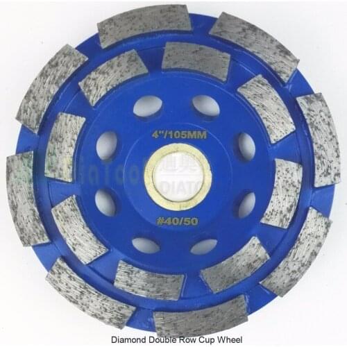 DIATOOL 4"/100mm Diamond Double Row Grinding Cup Wheel For Granite And Hard Material, Bore 22.23mm With 16mm Washer
