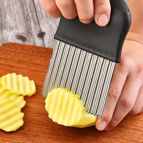 Potato Wavy Cutter Stainless Steel Potato Slicer French Fry Cutter Knife Vegetable Cutter Shredder Cutting Tools Kitchen Gadgets