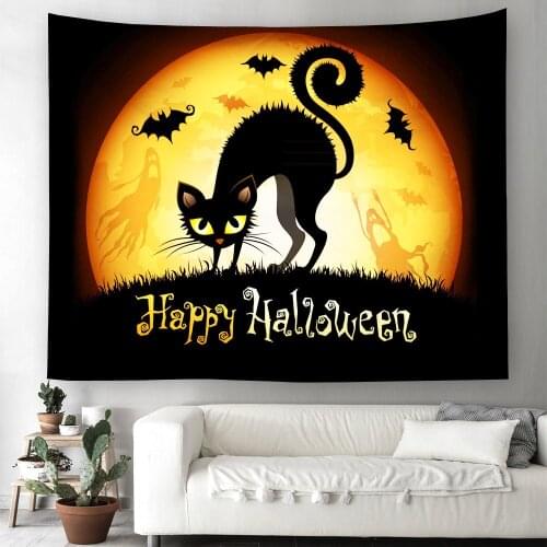 Enipate Rectangle Halloween Gothic Wall Hanging Tapestry Home Devil Pumpkin Print Outdoor Table Floor Covers Festival Bedroom