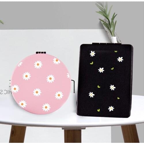 Beaitiful Makeup Mirror with 2 Side for Girl Portable Travel Floral Folding Magnifying Compact Pocket Cosmetic Vanity Mirrors