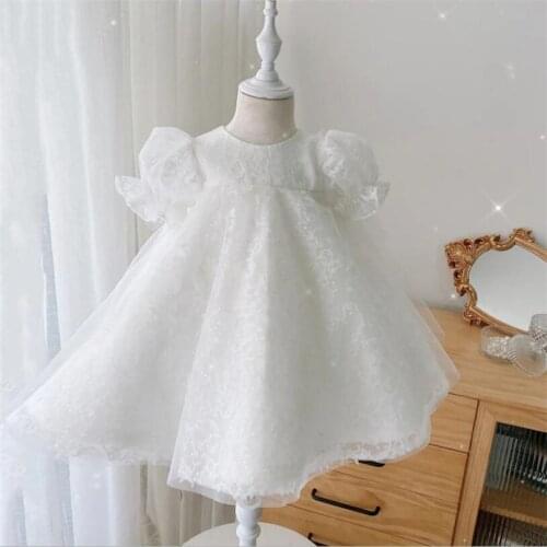 Baby Baptism Dress White Princess 1st Birthday Party Baby Girls Dress Tulle Lace Wedding And Party Kid Dresses Girls Ball Gown