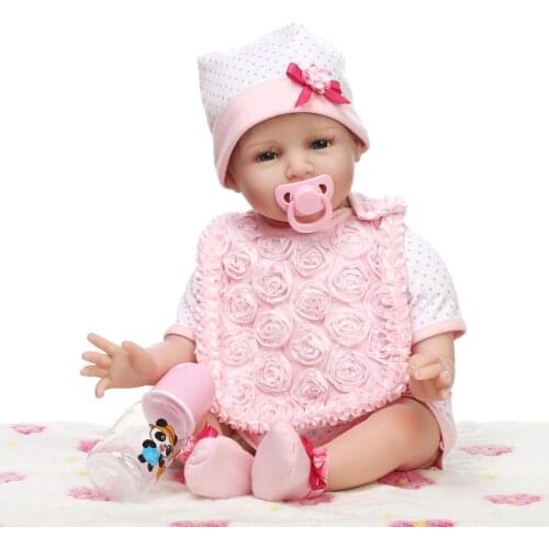 22inch Silicone Baby Reborn Smile Dolls Lifelike Newborn Girl Babies Toy for Child Pink Princess Doll Birthday Gift Brinquedos