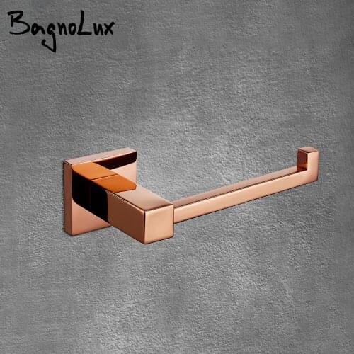 Stainless Steel Rose Gold Square With Hook Tissue Holder Wall-Mounted Kitchen Bathroom Accessories
