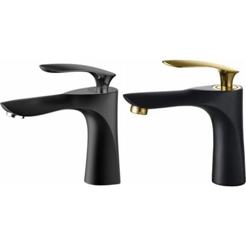 Matte Black Basin Faucets Elegant Bathroom Sink Tap Single Hole Hot and Cold Water Mixer Tap Bathtub Water Faucet Deck Mounted