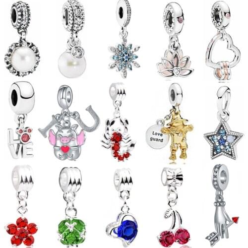 Fashion Long Statement Key Hearts Lobster Watermelon Stars Charms Beads Fit Pandora Bracelets Necklaces for Women DIY Pendants
