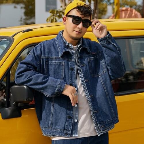 Oversized 5XL 6XL 7XL 8XL Mens Denim Jackets and Coats 2021 New Autumn and Winter Men Casual Classis Fat Loose Jean Jacket Blue