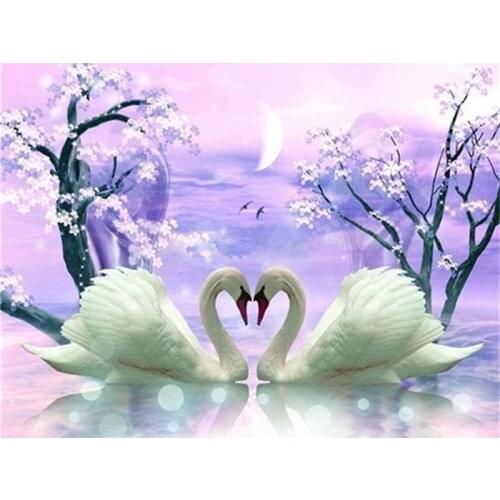 SenyuArt 5d Diy Full Round Square Drill Diamond Paintings Cross Stitch Kits Picture Swans Embroidery Mosaic Art Paint By Numbers