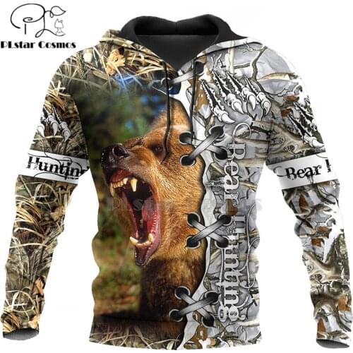 PLstar Cosmos bear HUNTING 3D Printed Shirts 3D Print Hoodies/Sweatshirt/ZipperMan Women big black bear Bow Hunter battle-21