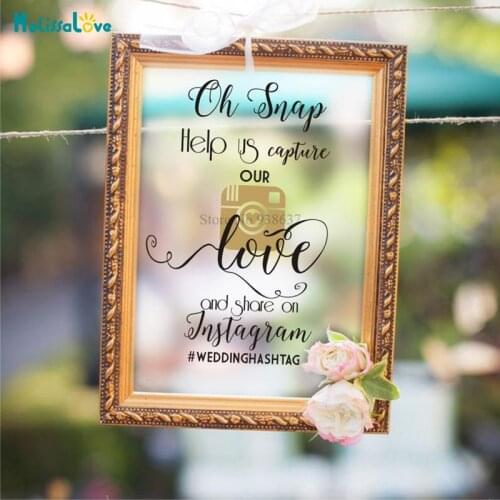 Help Us Capture Our Love Ins #Weddinghastag Customized Icon Wedding Reception Sign Mirrors Removable Vinyl Stickers BA226