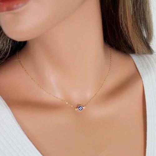 Simple Turkey Blue Eyes Pendant Chokers NecklaceNew Bijoux Maxi Statement Necklaces for Women Collier Fashion Jewelry Wholesale