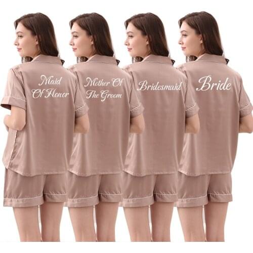 Silk Pajamas Short Sleeve Satin Pajamas Set Short Sleeve Autumn Pajamas Ladies Pajamas Pyjamas Set Pj Set Rose Gold