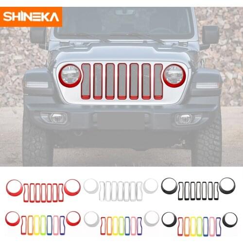 SHINEKA Racing Grills For Jeep Wrangler JL 2018-2020 Front Insert Grills Trims Rings Headlight Cover Guard Brand New Accessories