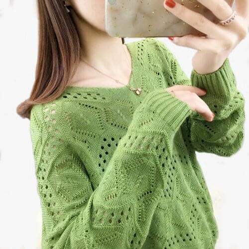 Loose pullover sweater Women Hollow Sweater 2020 winter Ribbed fashion Jumper Tops Female casual Ladies sweater New Pull femme